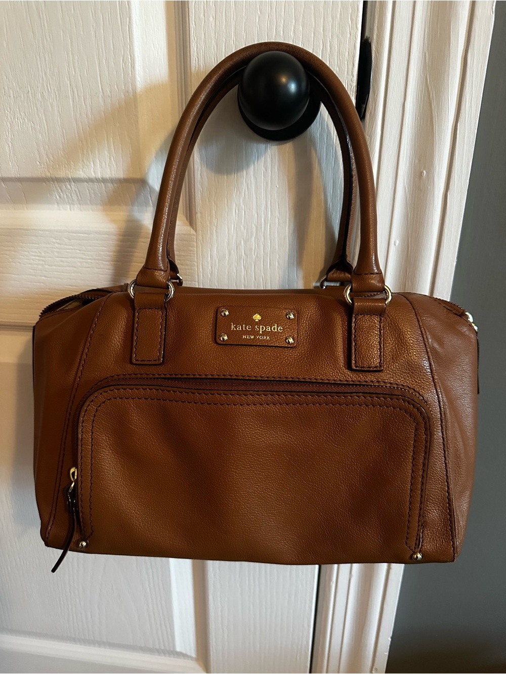 kate spade tan brown leather satchel